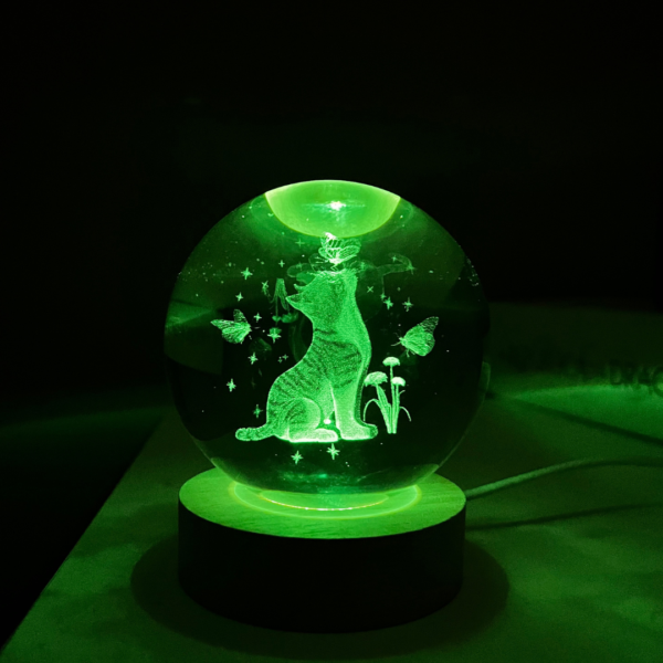 Lámpara Bola de Cristal Gato LED Multicolor - Imagen 7